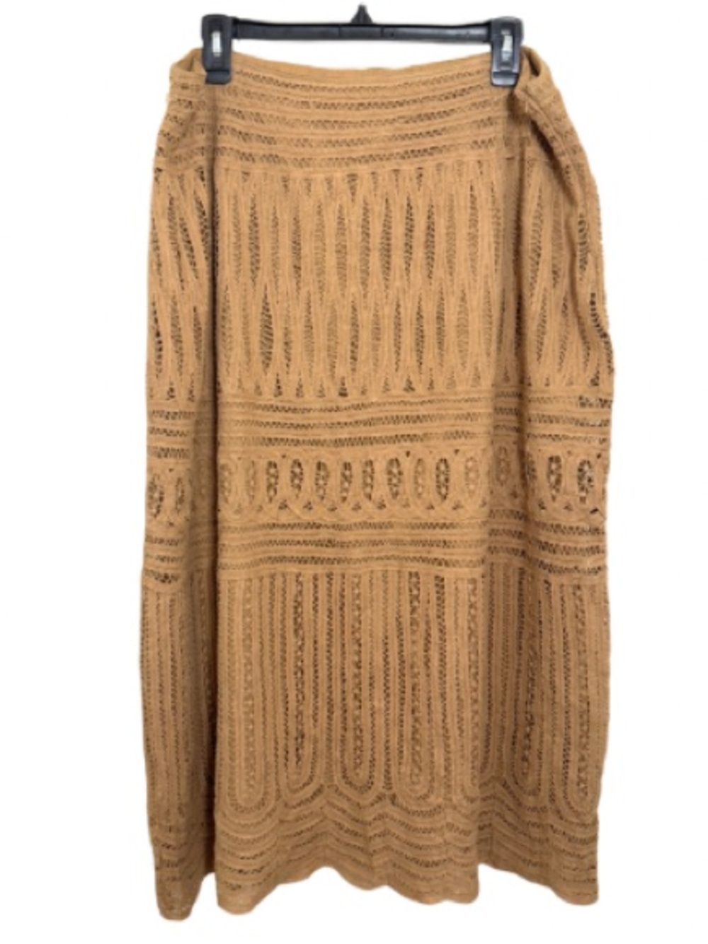 Dialogue QVC Camel Tan Lace Cottage Boho Festival Versatile Midi Skirt Size 1X